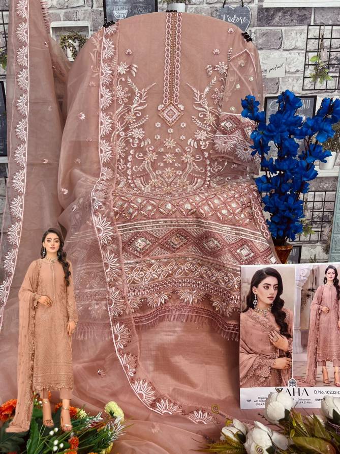 Sersha Vol 4 By Zaha A To D Organza Pakistani Suits Catalog